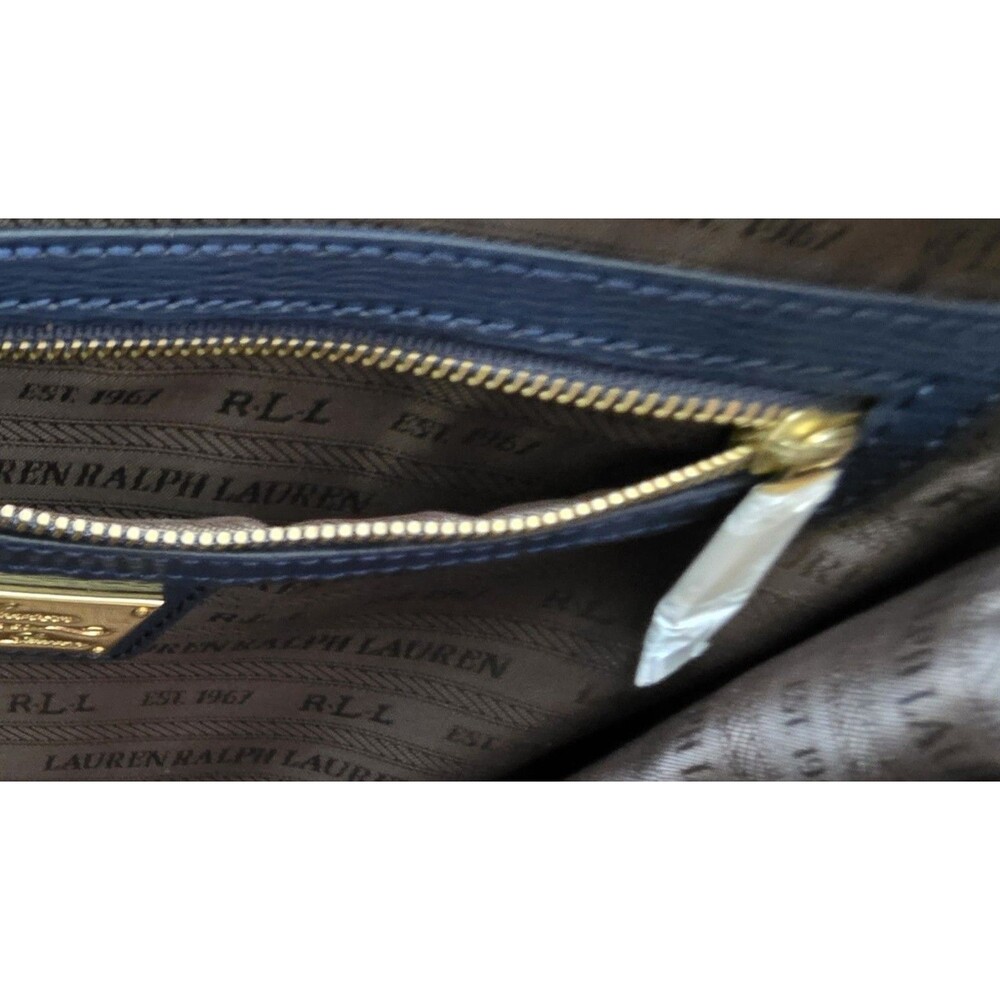 Lauren Ralph Lauren Sloan Street Dome Satchel Blue Textured Leather Old Money - Picture 14 of 14